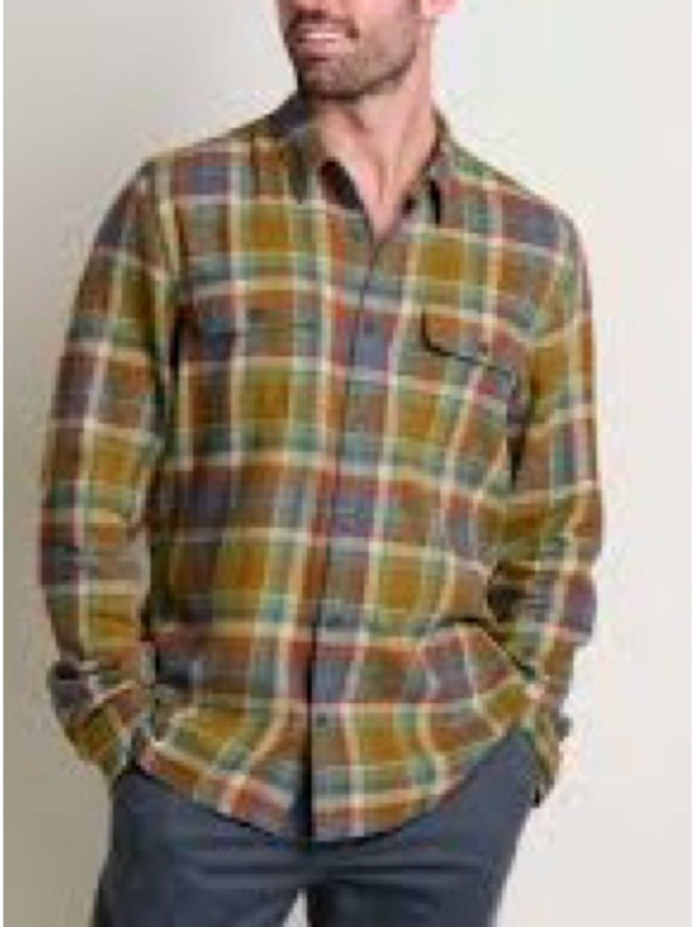 Eastern Mountain Sports Plaid Flannel Shirt Jacket in Orange & Teal